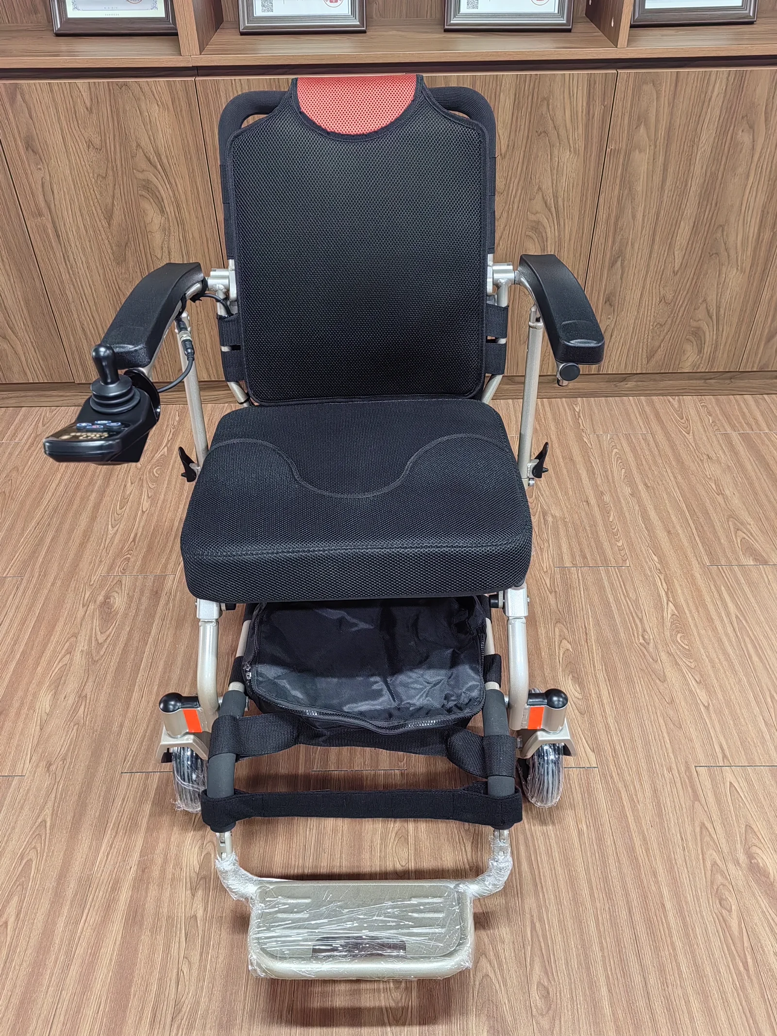 EW100 lightweight aluminum electric wheelchair in ZVCARE factory showroom