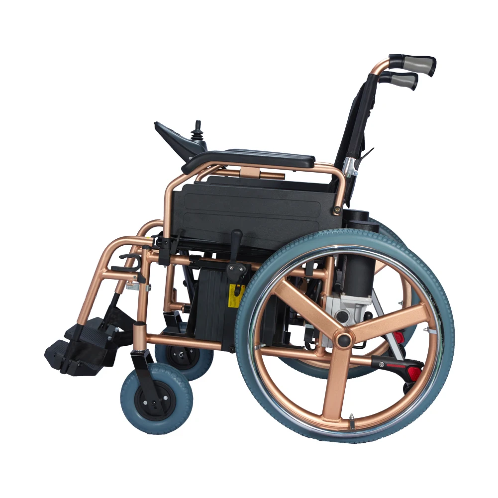 EW8703G big wheel electric wheelchair, side view showing 22-inch rear wheels