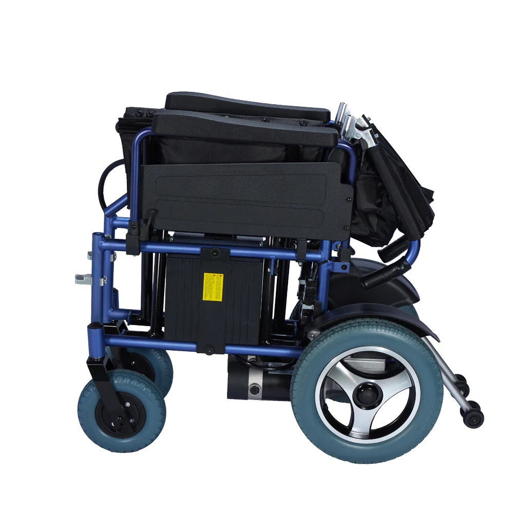 EW8722 durable folding electric wheelchair, folded view showing compact transport size