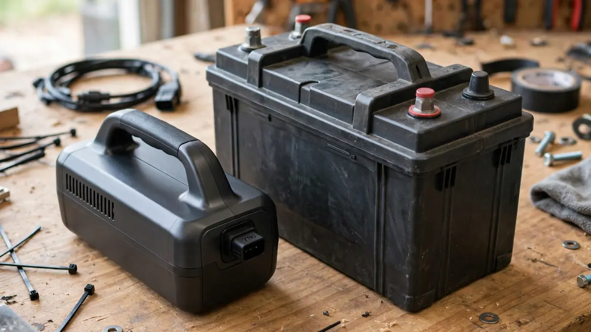Lithium and lead-acid wheelchair battery packs side by side
